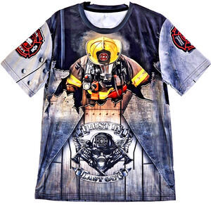 Firefighter First Responder Fire Rescue Dept Logo 3D Graphic Shirt Size Small